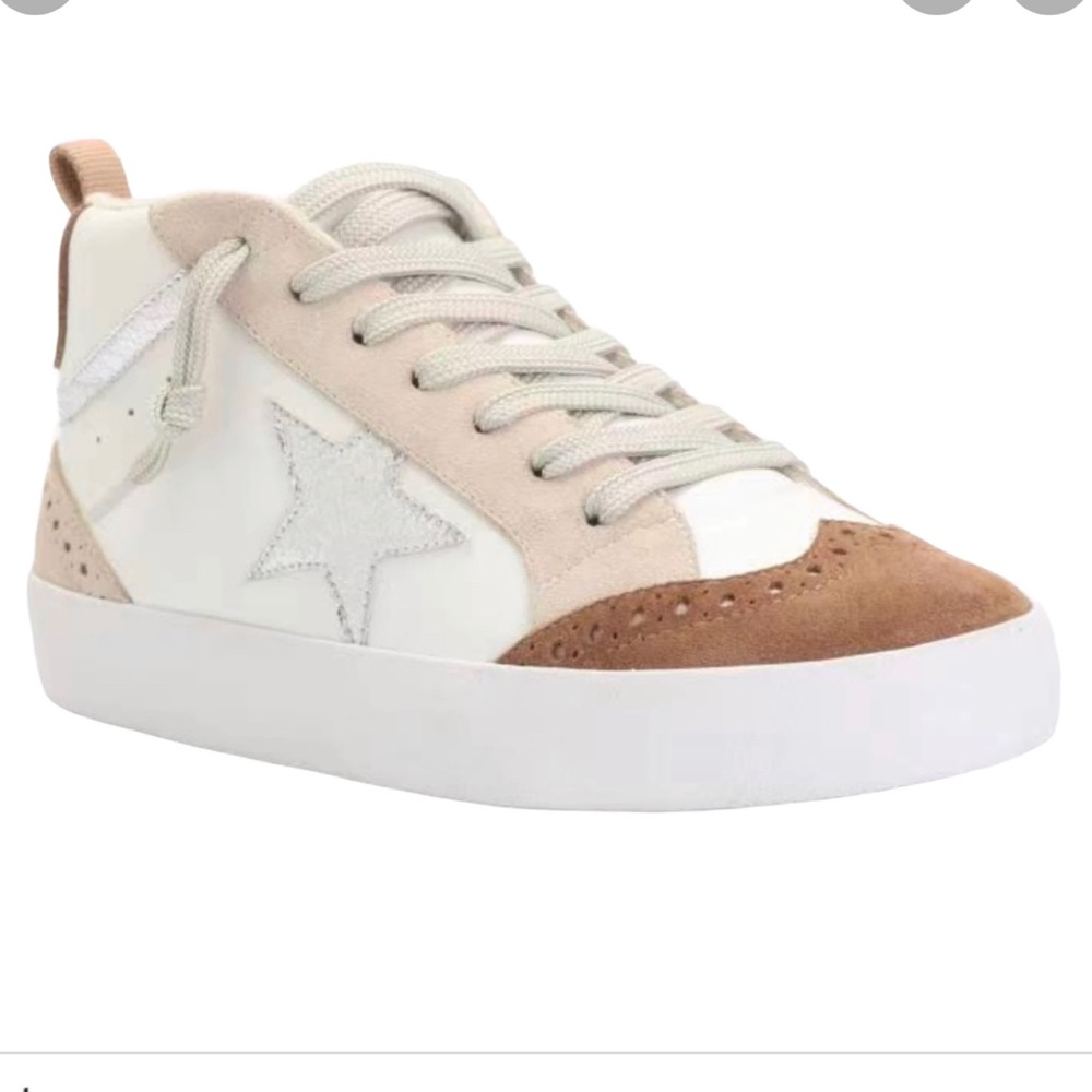 Beige White Star Sneakers designer inspired like Golden Goose GGDB MidStar